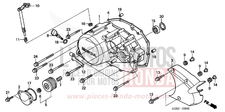 PANNEAU CARTER-MOTEUR D. de Shadow VT125C NOIR (NH1) 2001